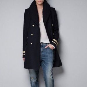 • SOLD on Ebay• ZARA military style navy blue mid-length Coat Size L